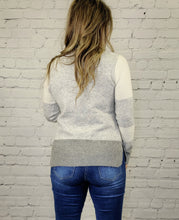 Load image into Gallery viewer, Grey Color Block V-Neck Sweater