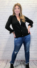 Load image into Gallery viewer, Bling Button Cardigan with Feather Trim