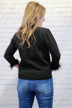 Load image into Gallery viewer, Bling Button Cardigan with Feather Trim