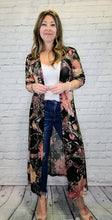 Load image into Gallery viewer, Black Floral Duster