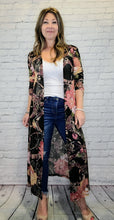 Load image into Gallery viewer, Black Floral Duster