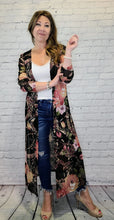Load image into Gallery viewer, Black Floral Duster