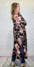 Load image into Gallery viewer, Black Floral Duster