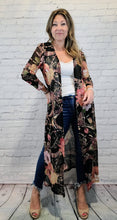 Load image into Gallery viewer, Black Floral Duster