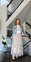 Load image into Gallery viewer, Cream Floral Tiered Tulle Skirt