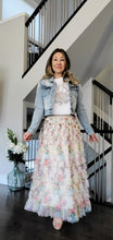 Load image into Gallery viewer, Cream Floral Tiered Tulle Skirt