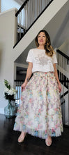 Load image into Gallery viewer, Cream Floral Tiered Tulle Skirt