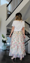 Load image into Gallery viewer, Cream Floral Tiered Tulle Skirt