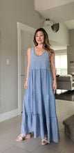 Load image into Gallery viewer, Tiered Cotton Maxi Dress with Heart Cut-Out