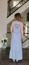 Load image into Gallery viewer, Tiered Cotton Maxi Dress with Heart Cut-Out