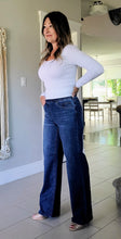 Load image into Gallery viewer, Silver Check Wide Leg Jeans