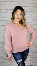 Load image into Gallery viewer, Button detailed bishop sleeve sweater