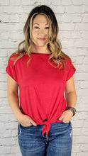 Load image into Gallery viewer, Boat Neck Tie Front Tee