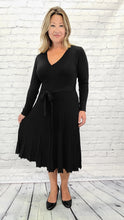 Load image into Gallery viewer, Knit Faux Wrap Dress with belt