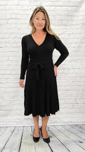 Load image into Gallery viewer, Knit Faux Wrap Dress with belt