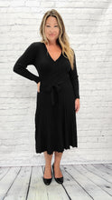 Load image into Gallery viewer, Knit Faux Wrap Dress with belt