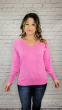 Load image into Gallery viewer, Lace Trim VNeck Sweater
