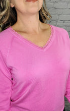 Load image into Gallery viewer, Lace Trim VNeck Sweater
