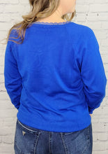 Load image into Gallery viewer, Lace Trim VNeck Sweater