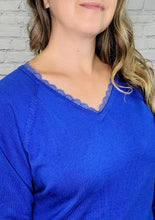 Load image into Gallery viewer, Lace Trim VNeck Sweater