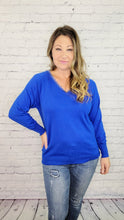 Load image into Gallery viewer, Lace Trim VNeck Sweater
