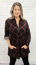 Load image into Gallery viewer, Plaid Zip Tunic with Pockets