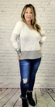 Load image into Gallery viewer, Grey Color Block V-Neck Sweater
