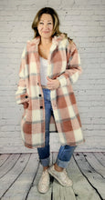 Load image into Gallery viewer, Long Plaid Teddy Coat
