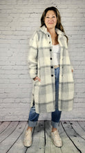 Load image into Gallery viewer, Long Plaid Teddy Coat
