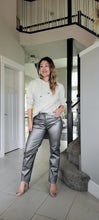 Load image into Gallery viewer, Silver Metallic Stretchy Pants
