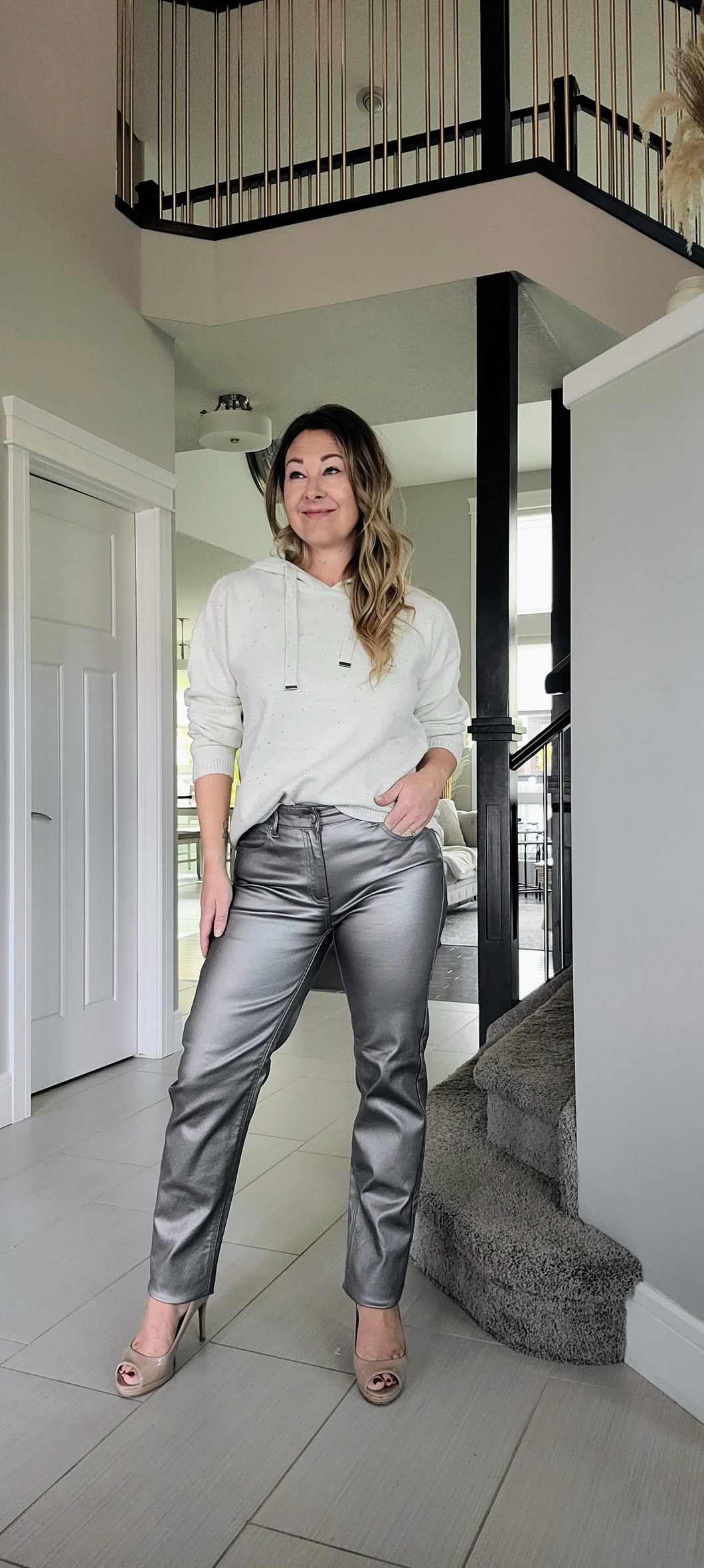 Silver Metallic Stretchy Pants