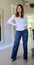 Load image into Gallery viewer, Silver Check Wide Leg Jeans

