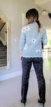 Load image into Gallery viewer, Scalloped Grey Daisy Sweater
