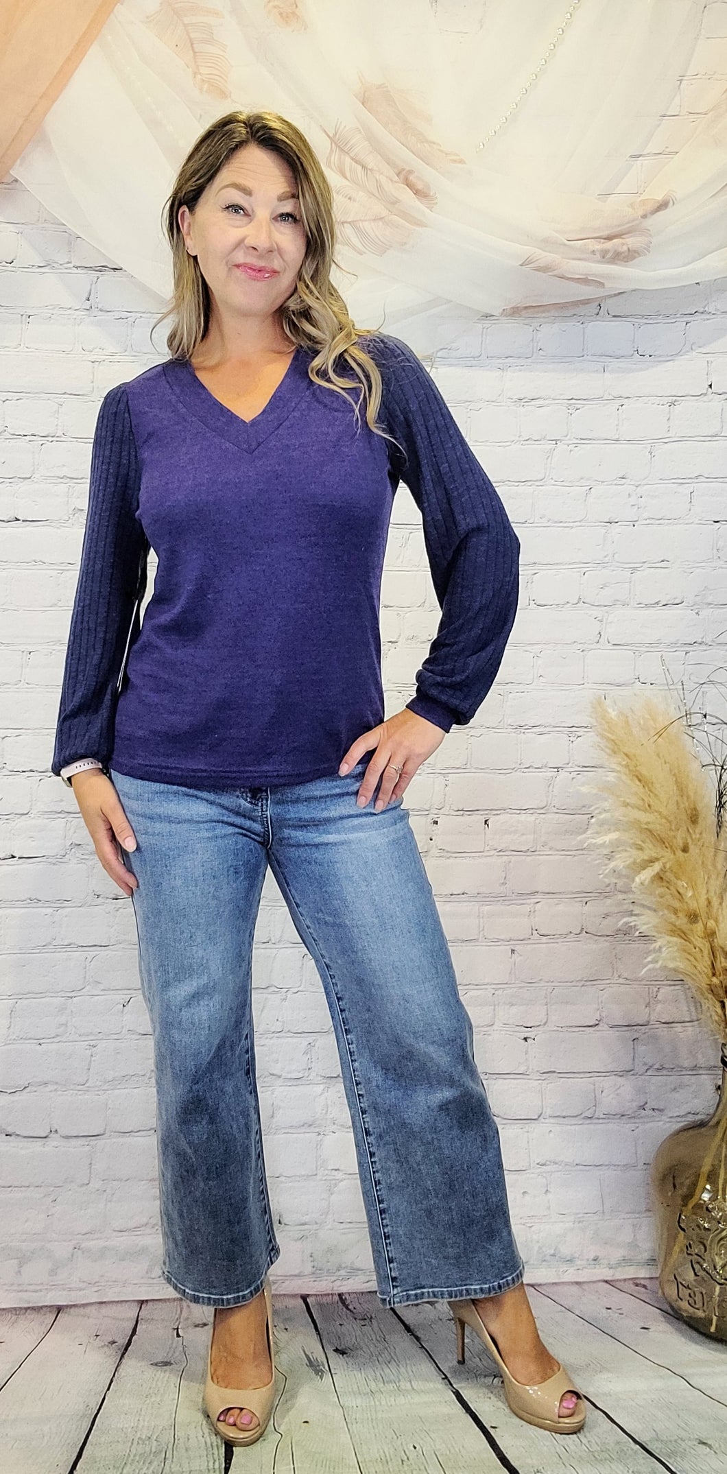 Indigo Bishop Sleeve Top