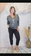 Load and play video in Gallery viewer, Three Sparkling Hearts Sweater
