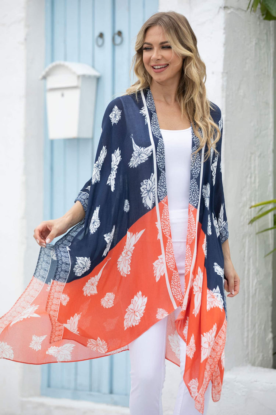 Cover Up ~ Navy & Tangerine