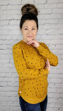 Load image into Gallery viewer, Mustard Polka Dot Knit Sweater
