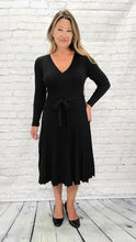 Load image into Gallery viewer, Knit Faux Wrap Dress with belt
