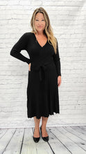 Load image into Gallery viewer, Knit Faux Wrap Dress with belt
