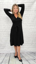 Load image into Gallery viewer, Knit Faux Wrap Dress with belt
