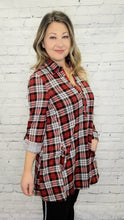 Load image into Gallery viewer, Red Plaid 3/4 Zip Tunic
