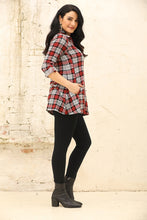 Load image into Gallery viewer, Red Plaid 3/4 Zip Tunic
